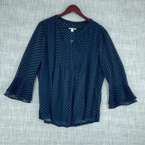 Charter Club Womens Size XL long sleeve chiffon blouse 1259